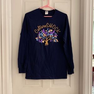 EMORY University Navy Cool Graphic Culture Shock long sleeve crew neck T shirt